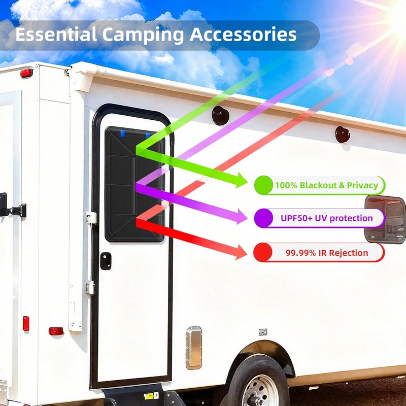 TICARVE RV Accessories Blackout Shades for Window/Door/Skylight 16"*25"Magnetic Foldable Blackout Cover DIY Blocked Area Sunshade for Camper Privacy/Anti-Uv/Insulation with Magnetic Easy Installation - Image 3